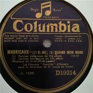 La Chorale Coecilla D'Anvers, Louis de Vocht - Madrigaux mp3